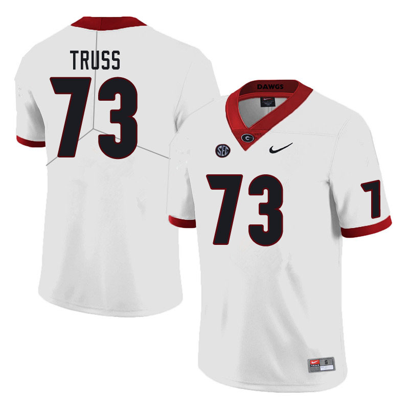 Men #73 Xavier Truss Georgia Bulldogs College Football Jerseys Sale-White - Click Image to Close